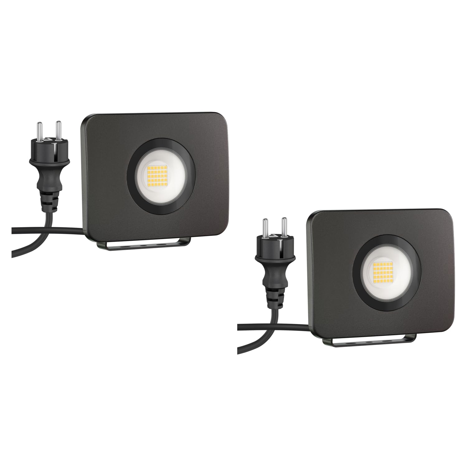 ledscom.de 2 Stück LED Gartenstrahler WEGA für außen, IP44, Stecker, schwarz, 29,6 W, 2361lm, warmweiß