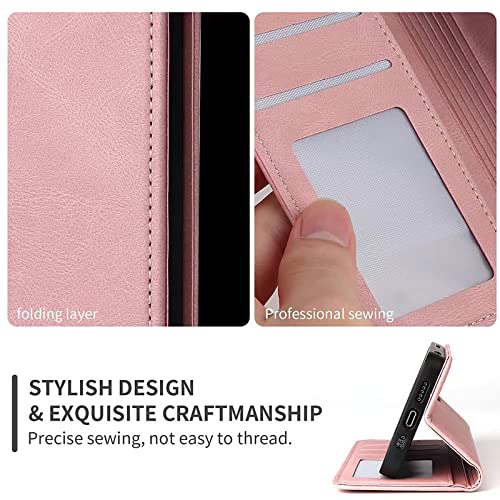 Fepuli Wallet Case For Iphone 12 Pro, Iphone 12, Stand Pu Flip Folio Cover Book Case Credit Card Slot [Shockproof Tpu Interior Case], Flip Case For Iphone 12 /Iphone 12 Pro 6.1 Inch, Pink #TOP2