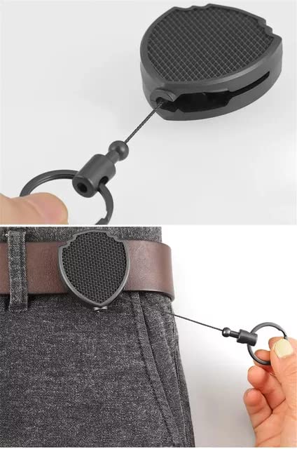 Sponsored Ad - Heavy Duty I'd Card Retractable Black Stylish Shield identity Card yoyo Pulley reel, Key Chain id card Holder Belt Clip for id Cards rope for office staff, employee and students.