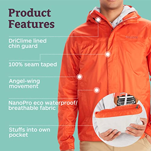 Image of MARMOT Men's Precip Eco Waterproof Rain Jacket - 100% Recycled, Breathable, Lightweight, Packable Raincoat
