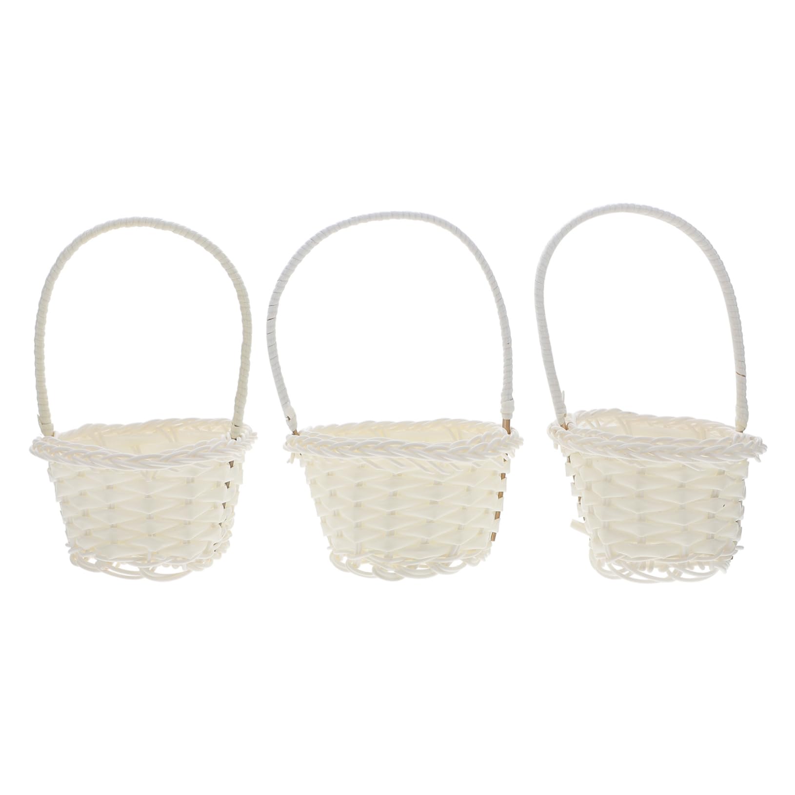 AUTSUPPL 3Pcs Rattan Woven Baskets for Flower Arrangement and Party Treats Handheld Design for Home Storage and Picnics and Lightweight Containers for Candies