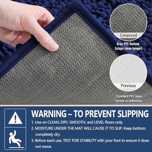 Image of Arotive Luxury Bathroom Rugs 36x24, Extra Soft Thick Absorbent Shaggy Chenille Bath Rugs, Machine Wash Dry, Bath Mats for Bathroom Floor, Tub and Shower, Home Decor Accessories, Navy