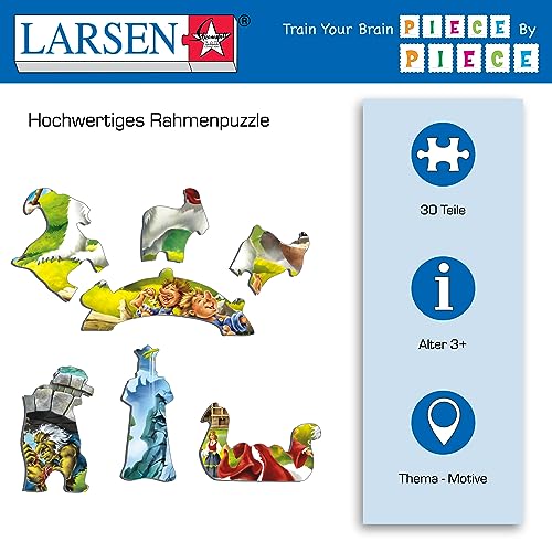 Larsen US23 Rahmenpuzzle für Kinder I Trolle & andere nordische Sagenwesen I Puzzle ab 3 Jahre I Schönes Kinderpuzzle mit 30 Teilen I Spielen & Lernen