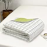 Chickwin-Shop Colcha de Verano Colcha Acolchada para Cama, Multiuso Edredón Manta de Dormitorio Reversible Suave Colchas para Primavera Cama Matrimonio Individual (Tela Escocesa Verde,150x200cm)