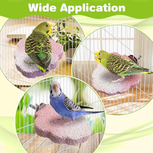 Image of PINVNBY 3PCS Bird Beak Grinding Stone Resin Bird Perch Stand Grinding Claw Birds Cage Perch Parrot Climbing Chewing Toys Parakeet Cage Accessories for Budgies Cockatiels Conures(Pink)