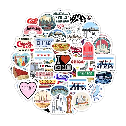 BulbaCraft Chicago Stickers for Water Bottle and Laptop - Chicago...