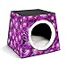 Maisons pour Chats Imprimées Niche pour Chat Intérieur Lit de Chat Cube avec Coussin Amovible Chrysanthème Fuchsia