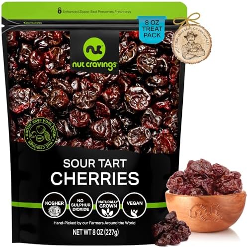 NUT CRAVINGS - Dried Sour Tart Cherries (8oz, 1 Pack) Lightly Sweetened