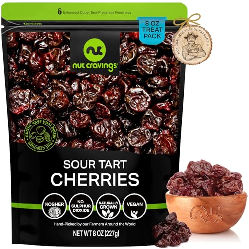 NUT CRAVINGS - Dried Sour Tart Cherries (8oz, 1 Pack) Lightly Sweetened