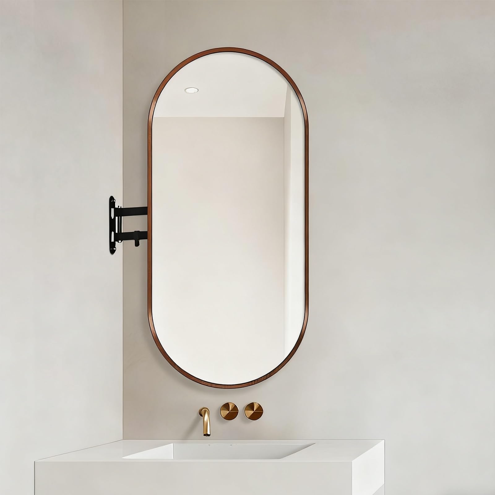 Miroir mural vertical et horizontal haut de gamme fini noyer 60x90 cm