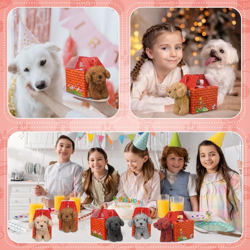 Gilprop 24 Pcs Dog Party Favor Boxes Dog Adoption Party Box Puppy Treat Boxes with Holes Dog House Shaped Gift Box Theme Candy Box Foldable Decoration for Dog Party Birthday Shower Decoration