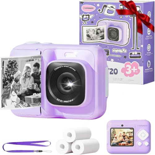 TYPONOS Instant Print Camera for Kids, 1080P HD Video Digital Camera,Violet