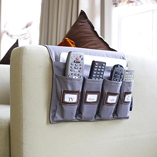 G.u.s. 5-Pocket Sofa Armrest Organizer With Custom Labels, Tv Remote Control Organizer Holder For Sofa Couch/Chair, Remote Caddy, Fits Remotes For Television, Speakers, Tv, Dvd Player, And More #TOP4