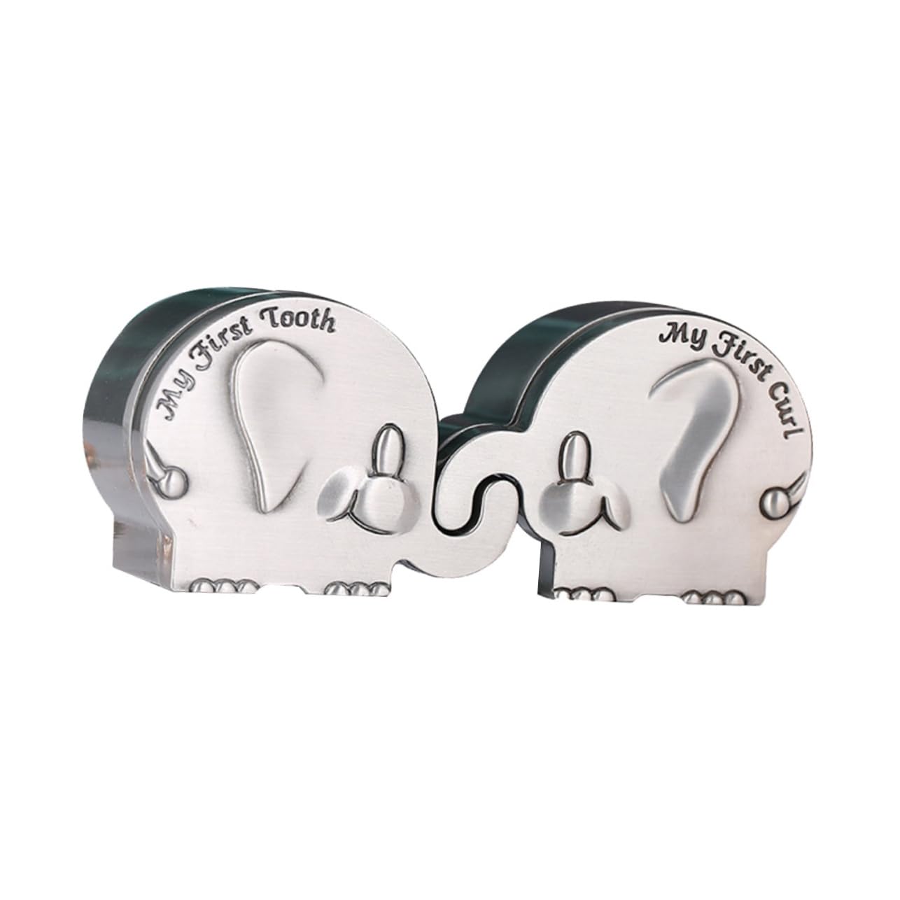 ibasenice Caja De Recuerdo Para Bebé Recién Nacido Con Forma De Elefante Caja Con Primer Rizo Y Diente Juego De Manualidades De Metal Plateado