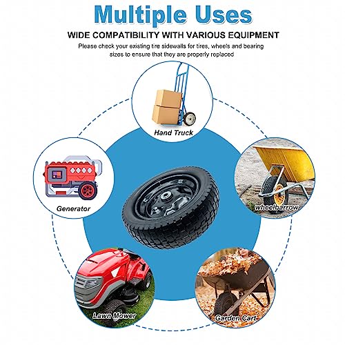 Image of 2-Pack Small 13x5.00-6 Flat-Free Tire with Rim,2.25 inchOffset Hub with 5 /8 inch Ball Bushing,Diameter 12.2 inch,Width 3.6 inch w /Grease Fitting,300lbs Capacity,13x5-6 No-Flat Solid Wheel,for Lawn mower,Garden Cart