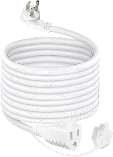 Miniatura 10 de Paquete de 2 cables de extensión de enchufe plano blanco de 3 pies para exteriores, resistente a la intemperie, enchufe plano de perfil bajo, cable
