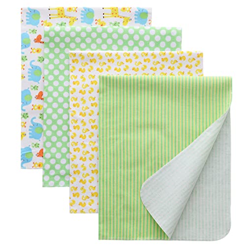Image of Gina Era Flannel Receiving Blankets, Baby Swaddle Blankets 100% Cotton 4 Pcs One Size 30 X 30 Inch for Baby Boy or Baby Girl (Style6)