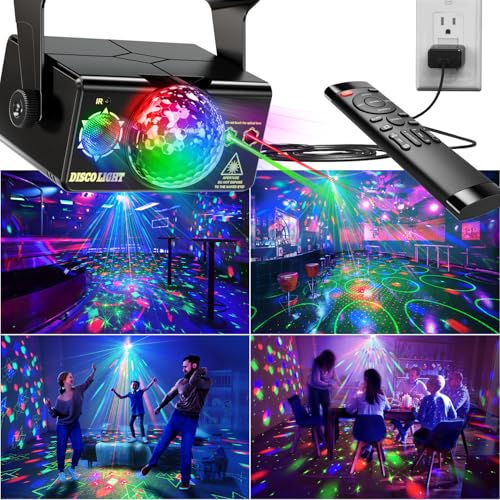 Image of Party Lights Dj Disco Light Disco Ball Stage Strobe Lights LED Projector Sound Activated with Remote Control for Parties Xmas Club Bar Gift Birthday Rave Christmas Home Room Decoration