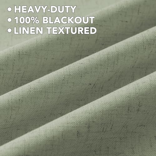Image of H.VERSAILTEX Linen Curtains 100% Blackout Curtains for Bedroom 108 inch Long Full Light Blocking Nature Linen Blended Window Curtains for Living Room Nickel Grommet (2 Panels, Heathered Tea)
