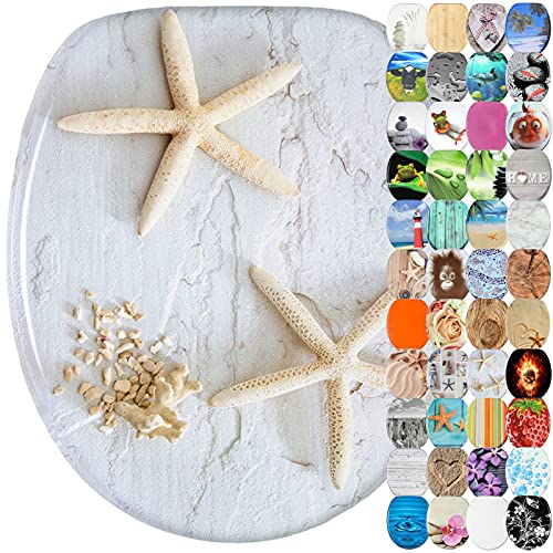 Sanilo Toilet Seat, Wide Choice of Beautiful Toilet Seats, Stable Hinges, Easy to Mount (Sea Star Grey)