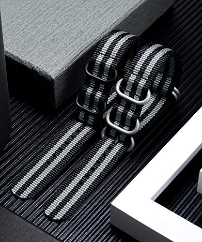 Image of BINLUN Premium Ballistic Nylon Watch Strap, Heavy Duty 5-Ring Replacement Watch Band with Stainless Steel Buckle, Durable & Comfortable Sport Band for Men Women, Fits 18-24mm