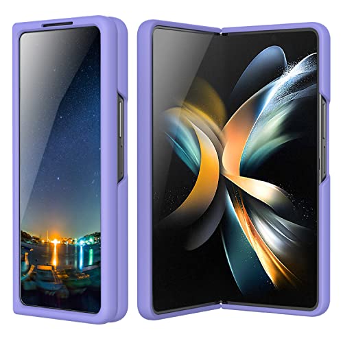 Meifei Case for Samsung Galaxy Z Fold 3, Phone Cover forGalaxy Z Fold 3 (SM-F926U) Liquid Silicone Dual Layer Hybrid Hard PC Soft Silicone Slim Fit Shockproof Protective, Light Purple