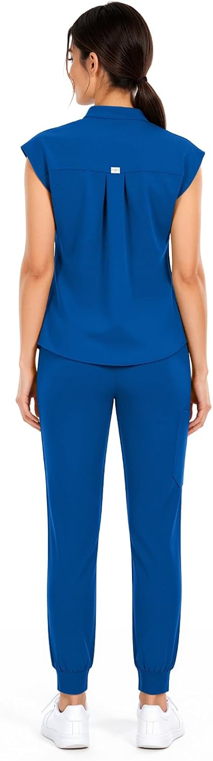 Womens Scrubs Set, Sleeveless Scrub Top and Jogger Pant for Nurses | Soft Moisture-Wicking Fabric,Functional Pockets,All-Day Comfort,Ideal for Nurses,Vets, Healthcare Workers,Hospital and Clinic
