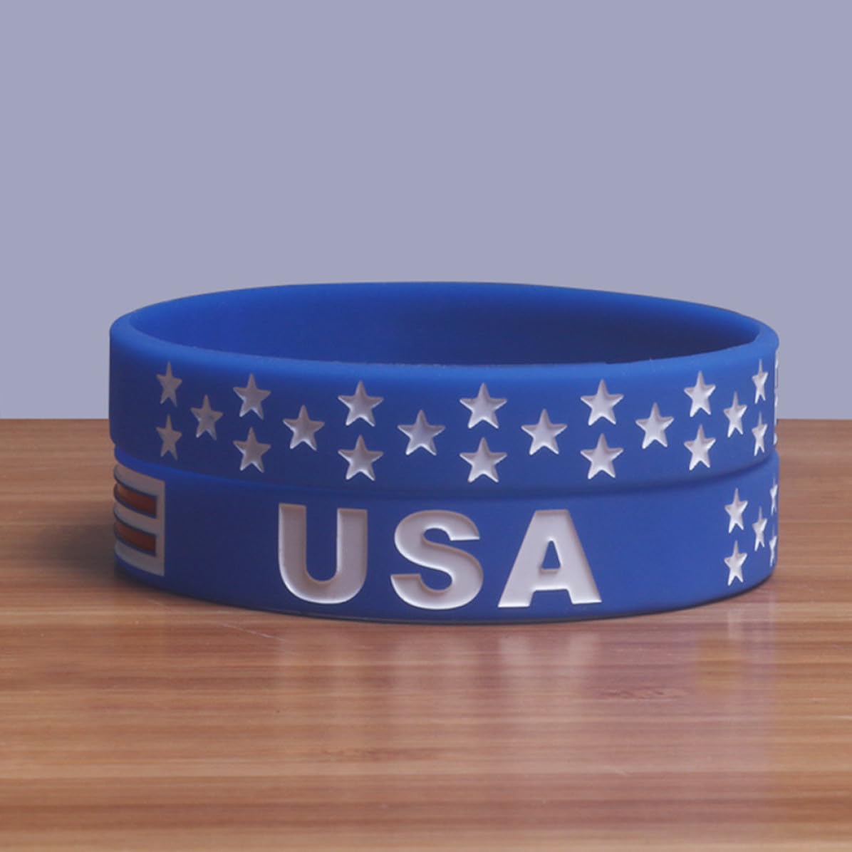 Pulsera de Silicona Bandera Estadounidense Azul, Patriótica Deportiva para Souvenirs