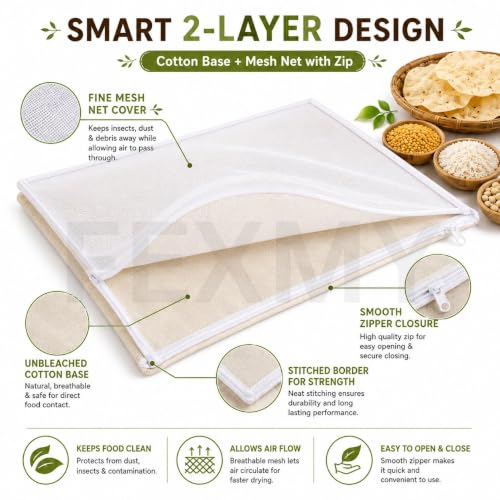 Image of Unbleached Drying Cloth with Net Cover-2Pcs-