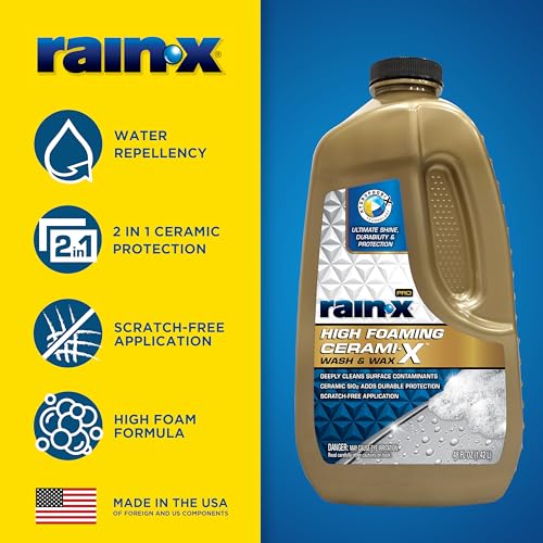 Rain-X 620199 Pro High Foaming Cerami-X Wash and Wax, 48oz - Deep Cleaning and High Foaming Formula to Wash and Protect Your Vehicle with Industry Leading Water Repellent