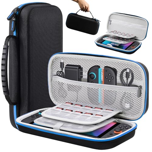 Lmcpa Funda para Consola Nintendo Switch 2 2025, Bolsa de Viaje con 20 Cartuchos de Juego, Estuche Rígido Portátil Protector para Consola 2025 Nintendo Switch 2 Accesorios, Azul