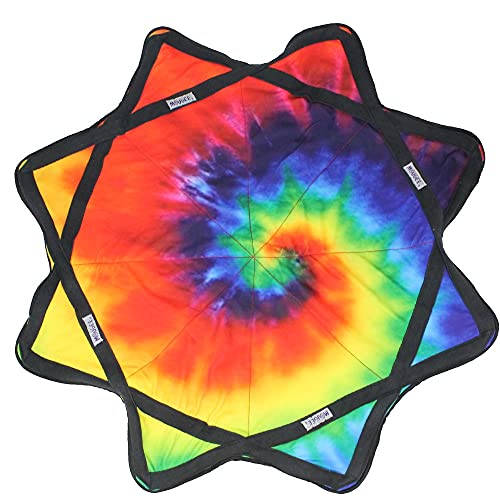 Zeekio Mougee (moo-JEE) - Classic Flow Star - for Beginners & Advanced - Fun & Challenging - Double Stitched Flow Toy - Vibrant Colors & Patterns Durable - 27 Diameter - Rainbow Stripe