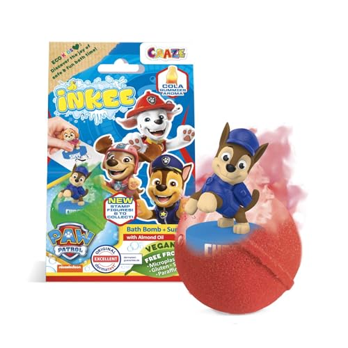 INKEE SURPRISE PAW PATROL, Badebombe Kinder mit Überraschung, Badekugel 80g mit Paw Patrol Stempel, Cola-Gummi Duft, Schaum-Effekt INKEE SURPRISE PAW PATROL, Badebombe Kinder mit Überraschung, Badekugel 80g mit Paw Patrol Stempel, Cola-Gummi Duft, Schaum-Effekt