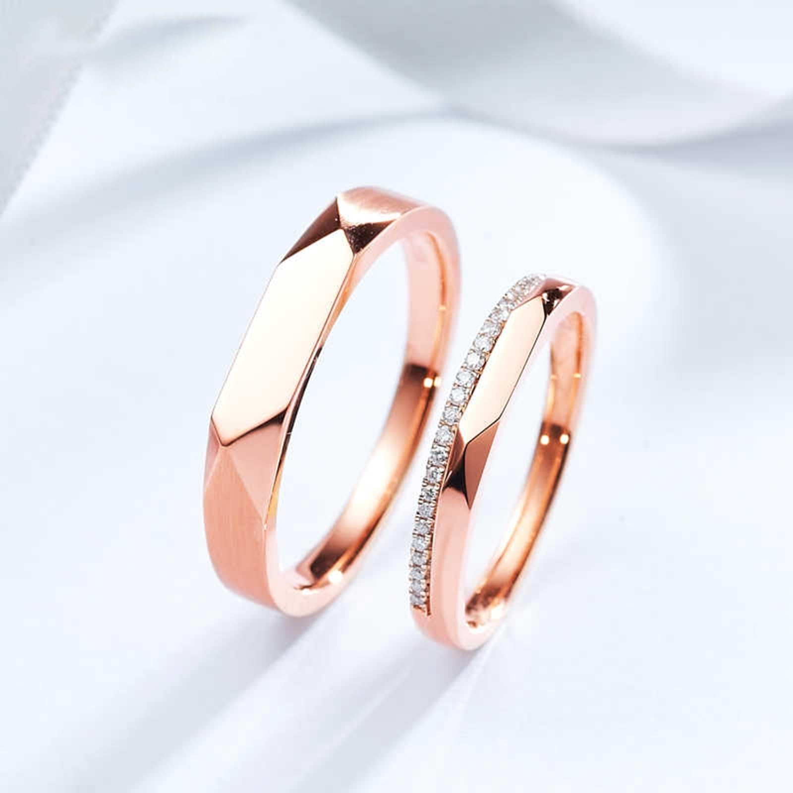 Obrączki ślubne z różowego złota dla kobiet 750 prawdziwe pierścionek zaręczynowy z 0,1 ct diamentem 3 mm obrączki ślubne 18k prawdziwe złoto proste obrączki ślubne rozmiar 54 (17,2)