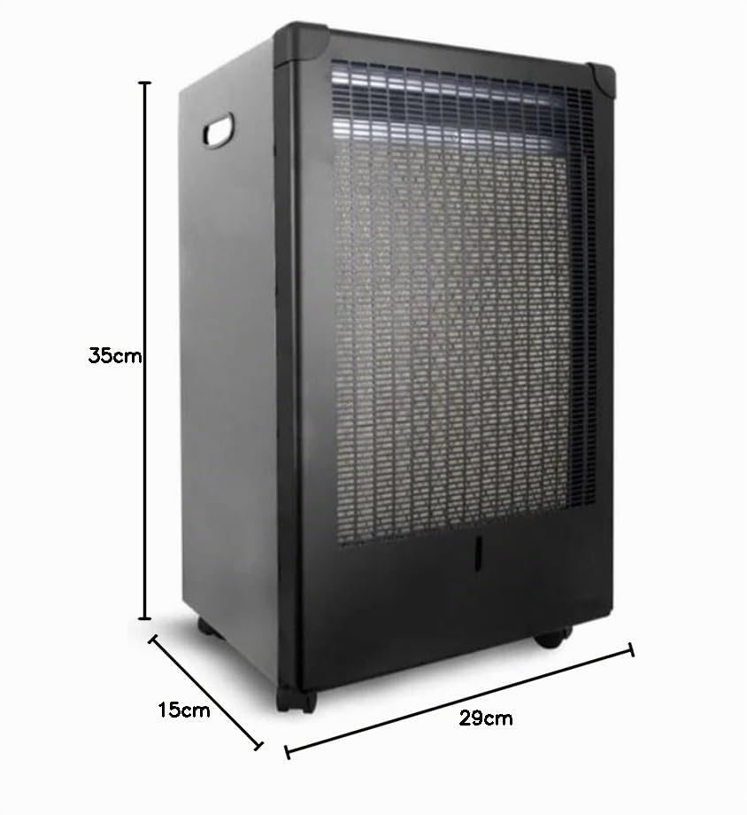 Estufa de gas llama azul, eficiente, portátil, ideal para calentar espacios y uso en exteriores.