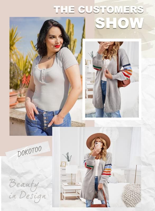 Dokotoo Womens Basic Ribbed Low Cut Button Down Tight Slim Fitted Tee Tops T Shirts