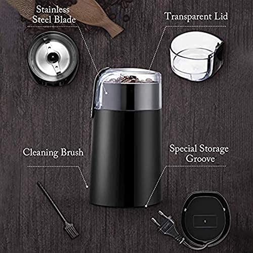 SXLCKJ Kaffeemühle, elektrische Kaffeebohnenmühle, Edelstahl-Gewürzmühle, Mühle mit geräuschlosem Motor (Zerkleinerer… – Bild 5