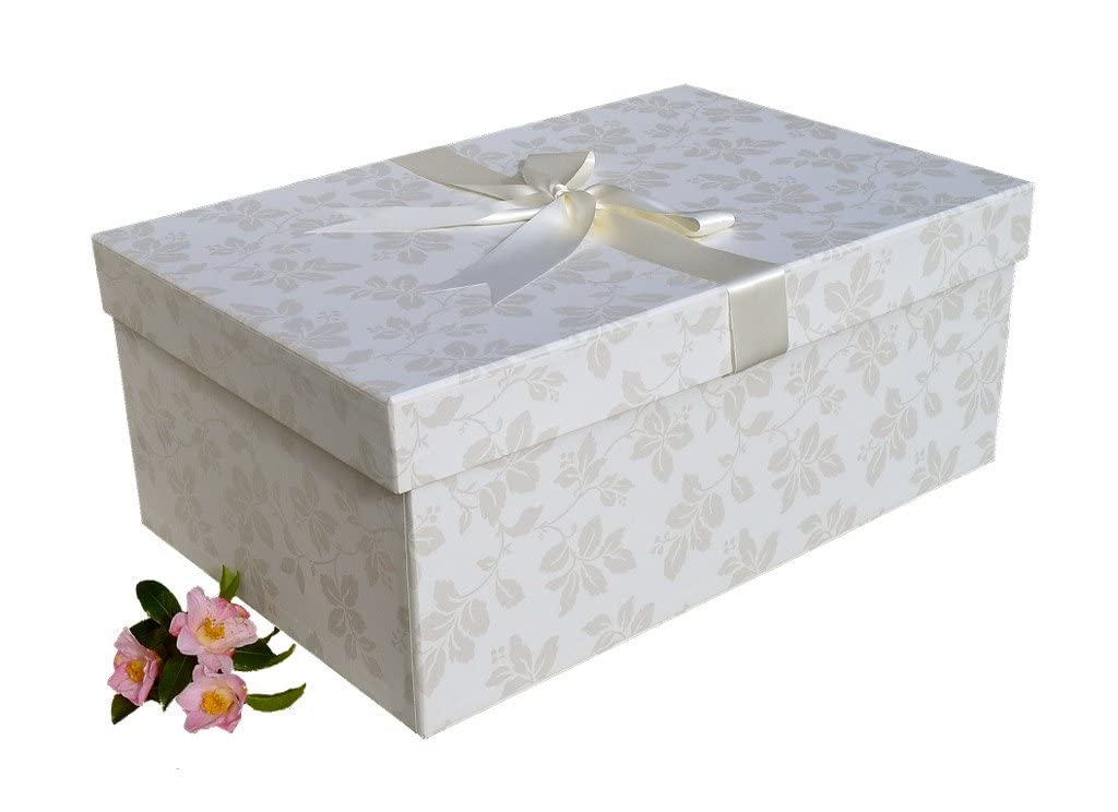 CAJA XL PARA ALMACENAR VESTIDO DE NOVIA (CLAREMONT IVORY) 75 x 50 x 30 cm. Almacenamiento de vestidos de novia, proteger, preservar. Hecho a mano en el UK. Materiales de pH neutro