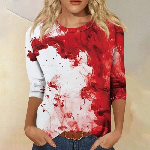 Cute Funny Halloween Shirts for Women Plus Size 3/4 Length Long Sleeve Womens Tops Witch Gothic Renaissance Shirt