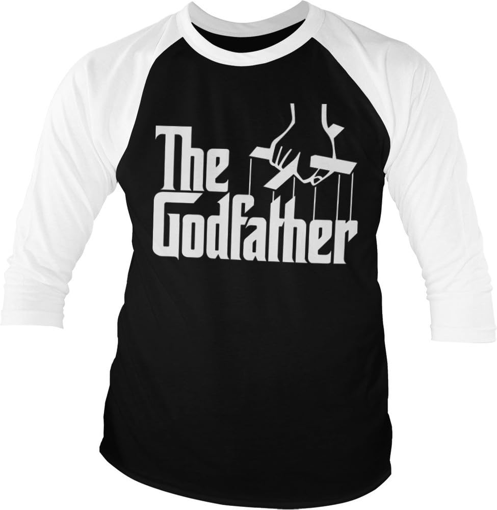 The Godfather Maglietta da baseball con maniche a 3/4, colore bianco e nero