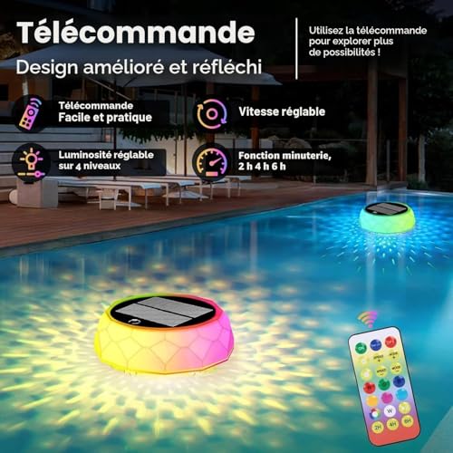 Lumière piscine RGB LED télécommandée étanche IP68 pour spa