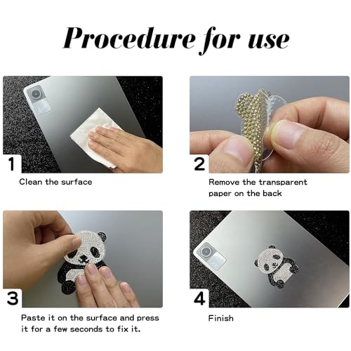 Image of 2Pcs Bling Panda Rhinestone Stickers Car Stickers and Decals for Women Bling Car Accessories Cover Scratches Mobile Phones Tablets Computers Notepads Water Cups Stickers Decals and Decorations