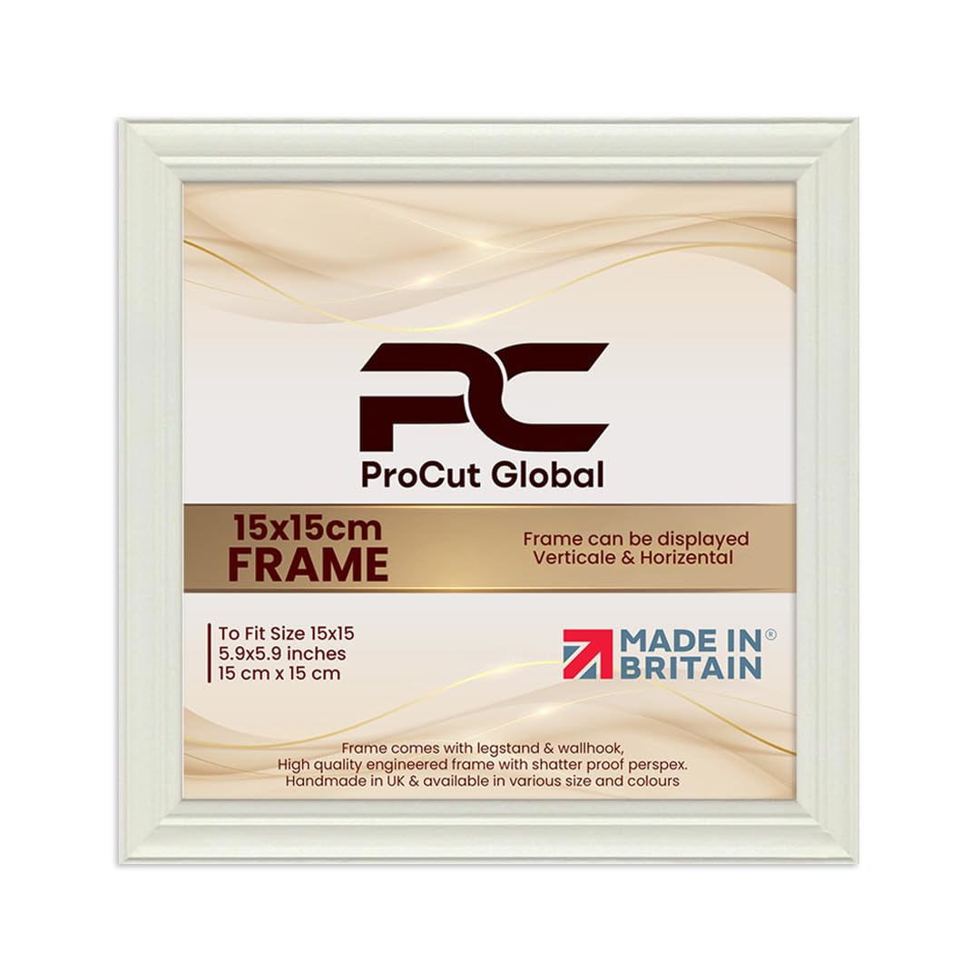 Procut Global 15x15CM White Picture Frames - Classic Wooden Photo Frame with Shatterproof Perspex for Wall or Tabletop - Perfect for Posters, Certificates & Prints - Sizes & Colors Available โ image 1