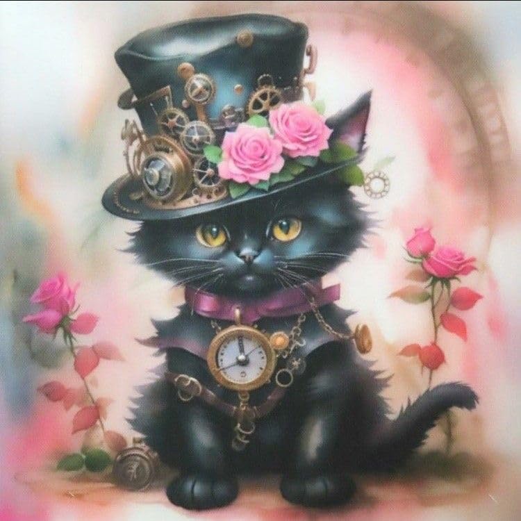 Amazon.co.jp: ゆきちゃん限定X1217-6 黒猫 スチームパンク パネル
