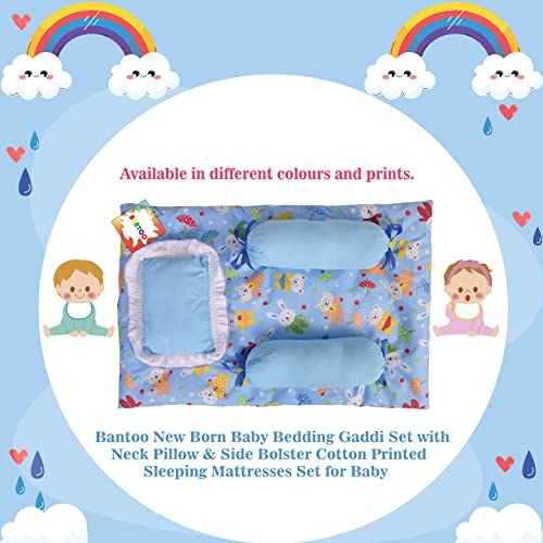 Bantoo-New-Born-Baby-Bedding-Gaddi-Set-Cotton-Sleeping-Mattress-with-Pillow-Side-Bolster-0-6-Months-Blue