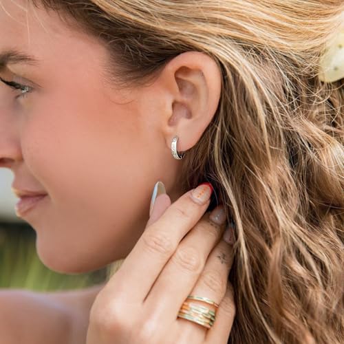 DAILY VIBES Small Star Gold Huggie Earrings for Women 925 Sterling Silver Post Dainty 14K Gold Plated Mini Cubic Zirconia Cartilage Hoop Earrings for Women4