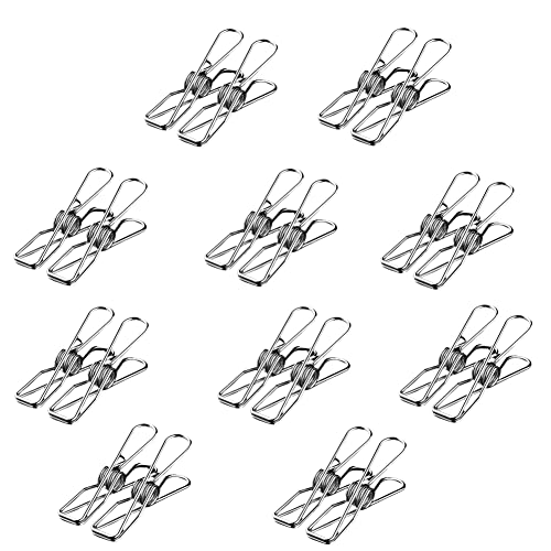 20 Pack Stainless Steel Chip Clips 2 Inch Wire Utility Clothespins Metal Paper Clips Food Clips Bag Clips For Outdoor Home Kitchen,Silver #TOP9