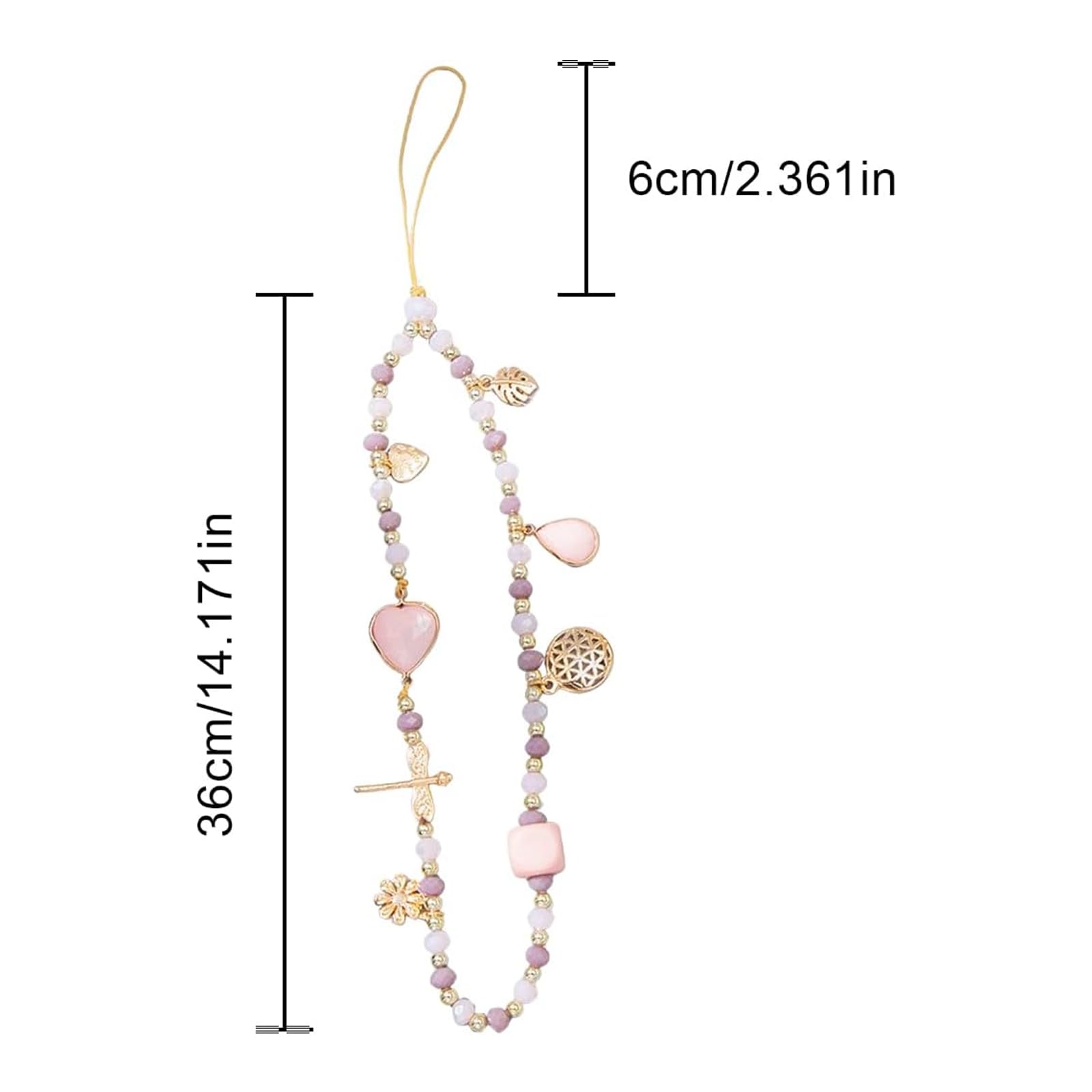 1 pièce cristal rose anti-perte étui portable pendentif chaîne cordon telephone bijoux dragonne longe