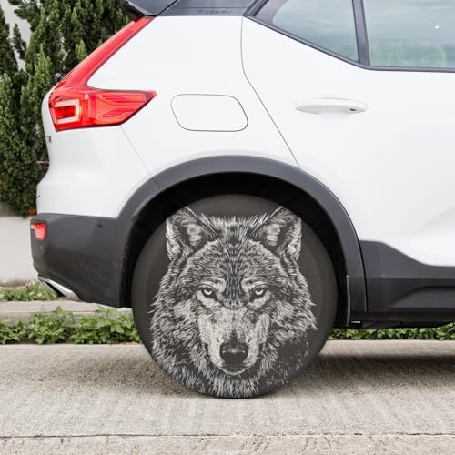 Image of Spare Tire Cover for RV Trailer, Animals Wolf Tire Covers Universal Fit for Travel Trailer Camper Jeep RV SUV Truck Waterproof Wheel Cover (15 inch for Diameter 27 inch - 29 inch),A-677