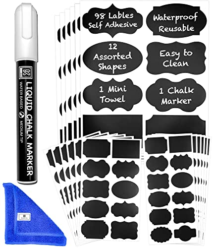 Chalkboard Labels for Jars 98pcs - Waterproof Reusable Chalk Sticker